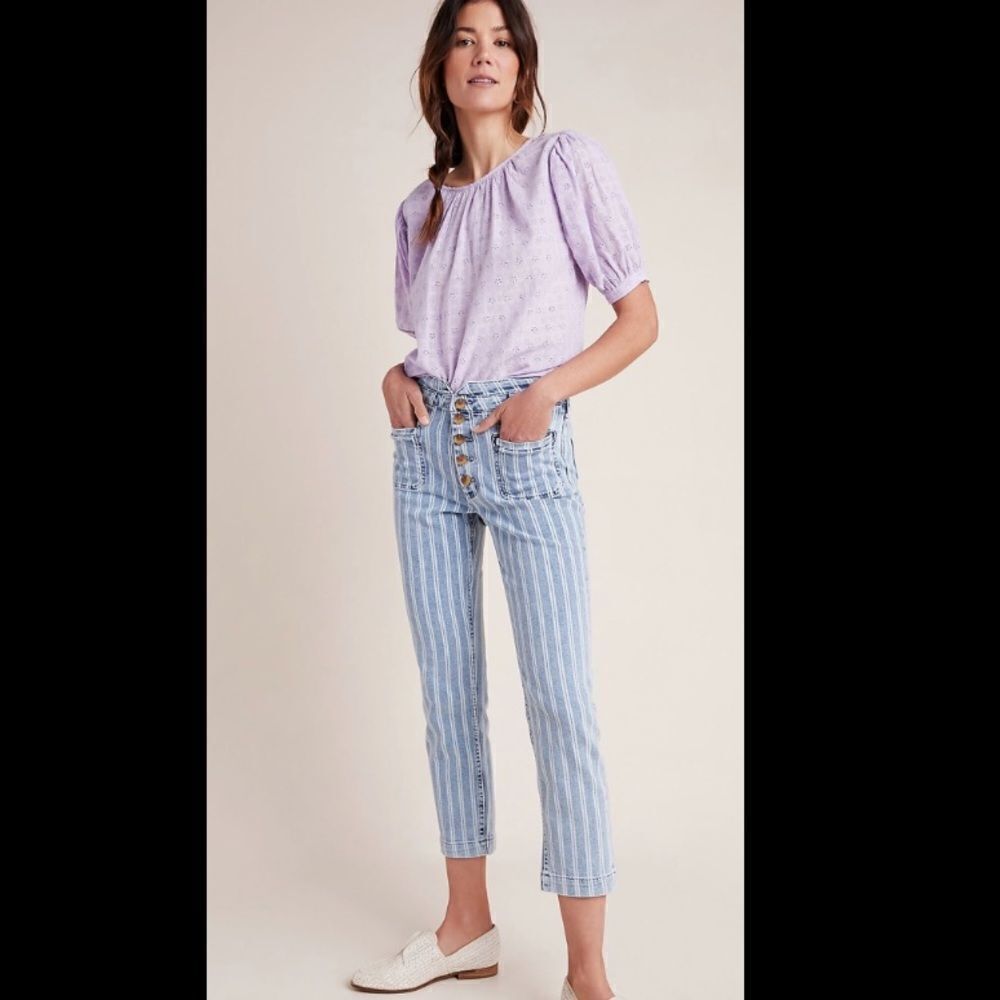 NWT Pilcro pinstripe high rise jeans. Size 28